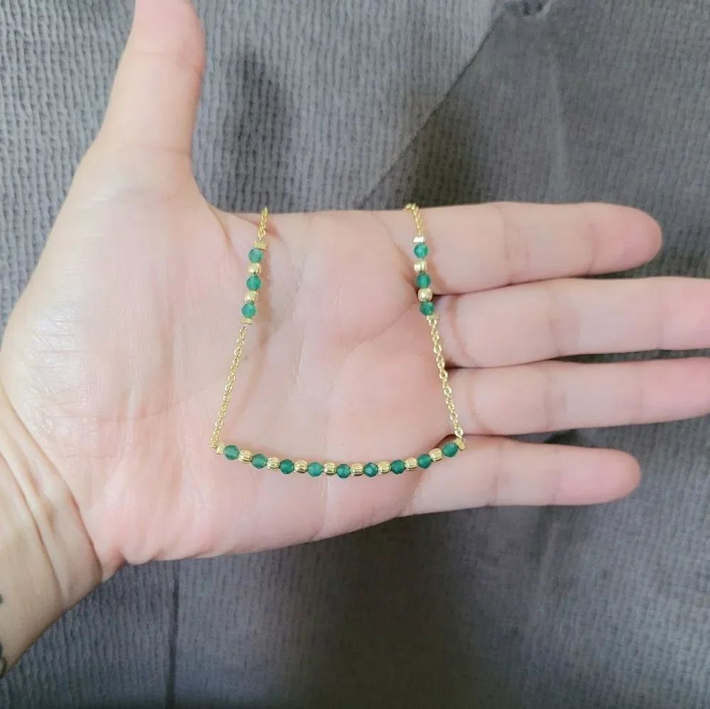 Shivam Green💚 Onyx Bead Anklet - Picture 2 of 15